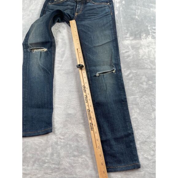 rag & bone Jeans Womens Size 25 Skinny Leg Dark Wash Distressed Ripped Low Rise - Picture 13 of 16